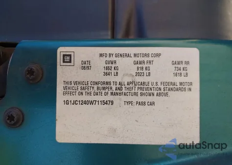 1998 Chevrolet Cavalier Rs z USA, uszkodzony, nr VIN 1G1JC1240W7115479